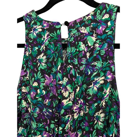 Medium E.D. Michaels Floral Maxi Dress 1980s Vintage Pockets - Picture 6 of 8